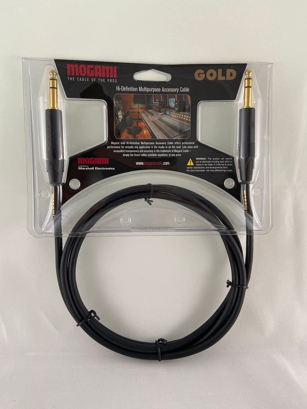 Mogami Gold TRS-TRS Balanced 1/4" Audio Patch Cable - 10ft