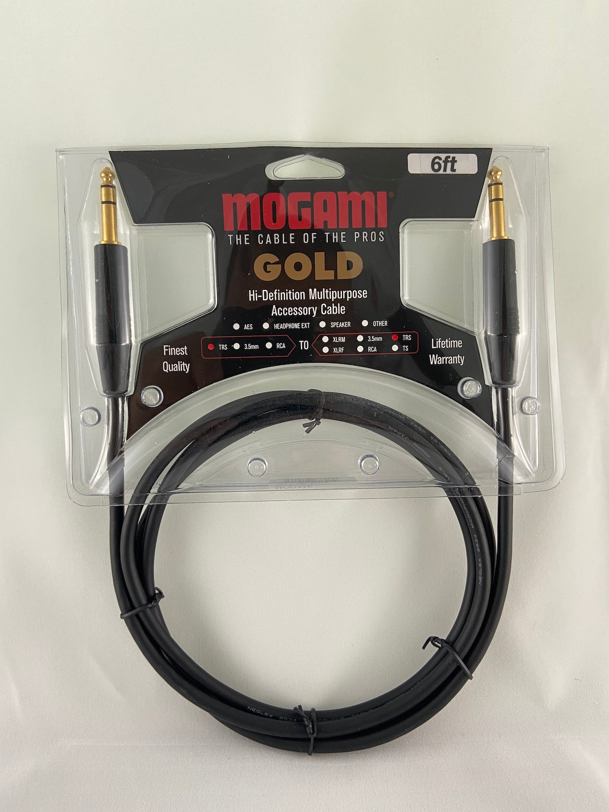 Mogami Gold TRS-TRS Balanced 1/4" Audio Patch Cable - 10ft