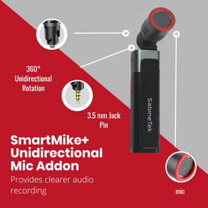 SmartMike+ S610 True Wireless Stereo Lavalier Microphone with SM-1 Unidirectional Microphone Add-On for Blogging, Black