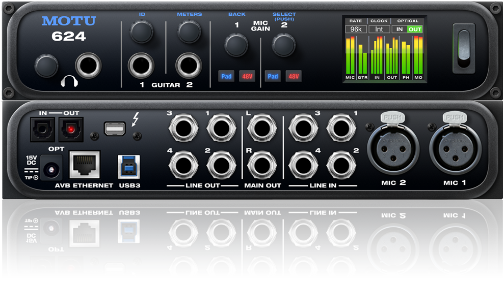 MOTU 624 Thunderbolt/USB3/AVB Ethernet audio interface with DSP and mixing