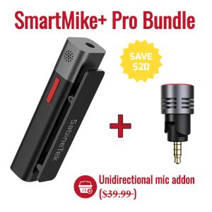 SmartMike+ S610 True Wireless Stereo Lavalier Microphone with SM-1 Unidirectional Microphone Add-On for Blogging, Black