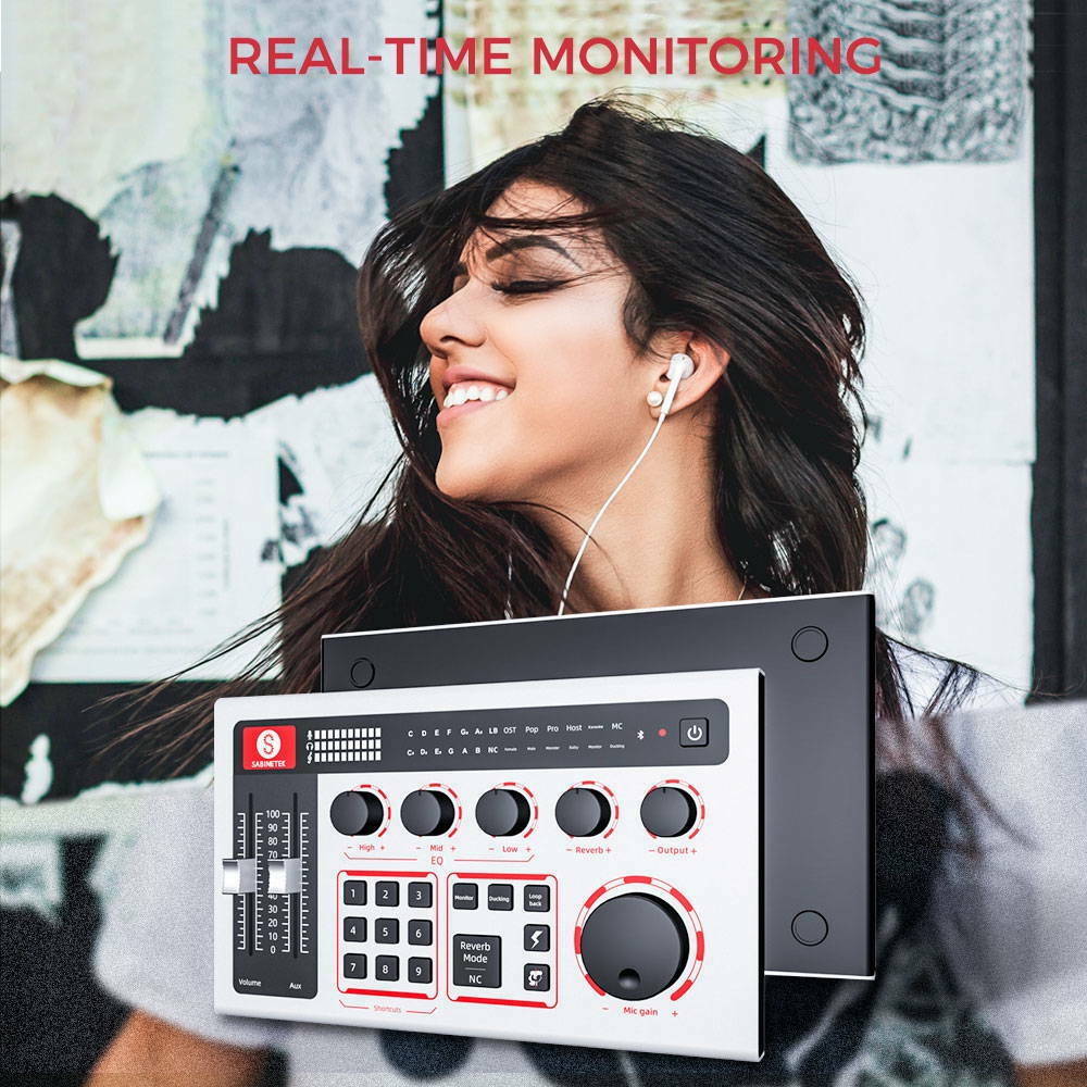 SabineCast Bluetooth Mixer with Built in Audio Interface and Microphone Bundle